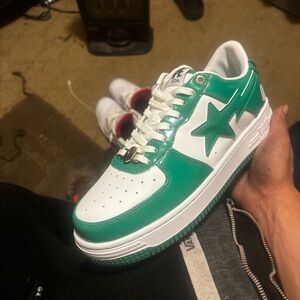 Bape Green and White Sneakers